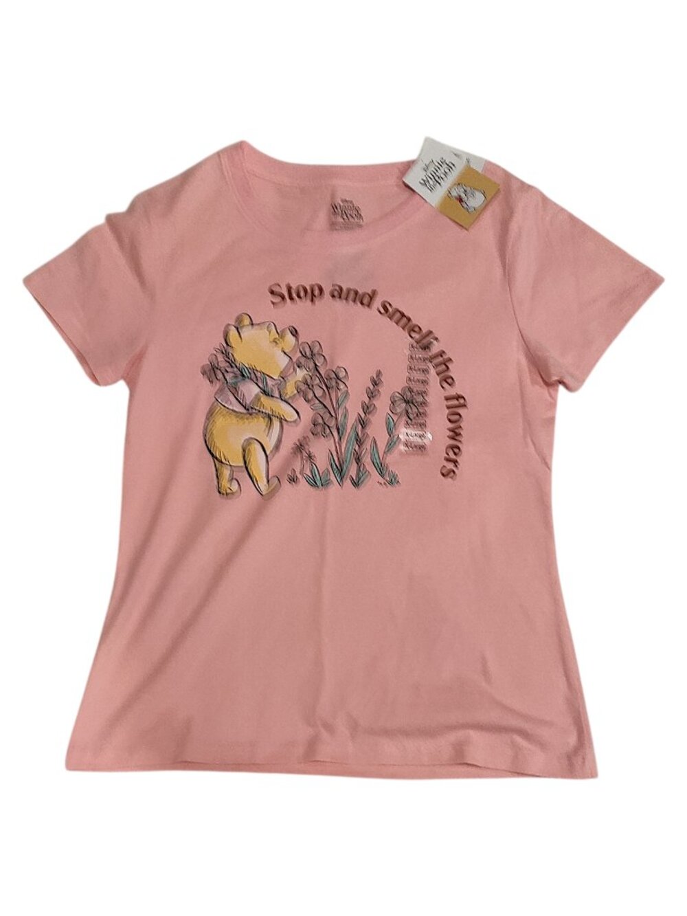 Disney Winnie the Pooh T-Shirt Pink "Stop and smell the flowers" Kids XL NEW NWT